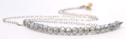 Artisan 925 Grey Crystals Beaded Bar Pendant Chain Necklace & Chunky Wide Band Ring 10.8g alternative image