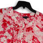 Womens White Pink Floral Short Sleeve Round Neck Pullover Blouse Top Size 6 image number 3