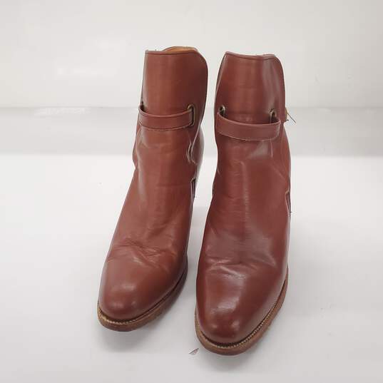 Vintage 1980s FRYE Women's Mahogany Brown Belted Ankle Boots Size 6.5B image number 2
