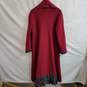 Women's dark red burgundy wool wrap front coat M image number 3