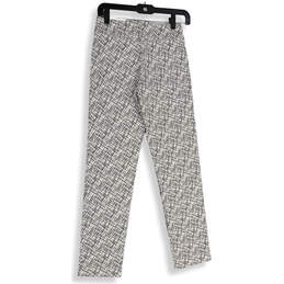 NWT Womens White Black Abstract Flat Front Pockets Ankle Pants Size 0 alternative image