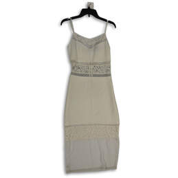 NWT Womens White Floral Lace Spaghetti Strap Back Zip Midi Slip Dress Sz 4