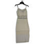 NWT Womens White Floral Lace Spaghetti Strap Back Zip Midi Slip Dress Sz 4 image number 1