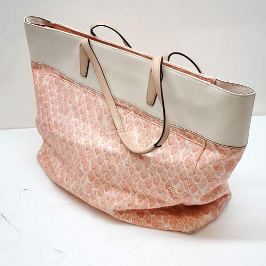Coach  Snake Print Canvas Leather Tote image number 2