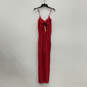 NWT Womens Red Spaghetti Strap Ruffle Scoop Neck One Piece Jumpsuit Size M image number 1