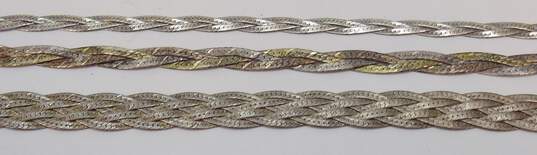 925 Sterling Silver Braided Herringbone Chain Necklaces Lot 43.1g image number 5