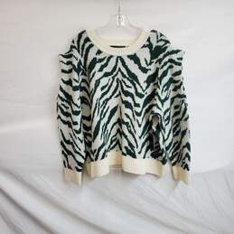 Eloquii Green & White Animal Patterned Knit Sweater WM Size 22/24 NWT