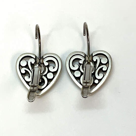 Designer Brighton Silver-Tone Contempo Heart Shape Lever Back Drop Earrings image number 2