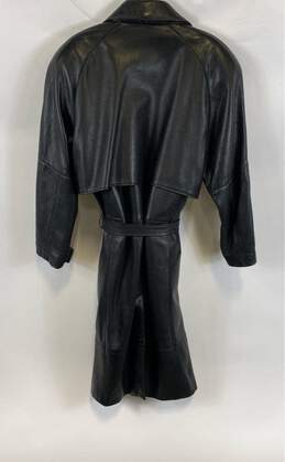 Martini Womens Black Leather Long Sleeve Collared Long Trench Coat Size Medium alternative image