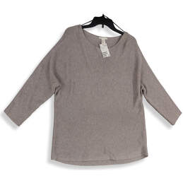 NWT Womens Gray Round Neck Long Sleeve Knitted Pullover Sweater Size Large