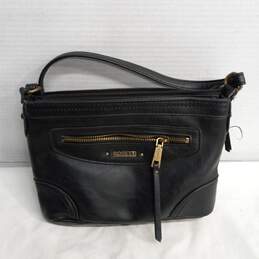 Womens Black Leather Zipper Inner Pocket Adjustable Strap Crossbody Bag alternative image