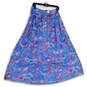 NWT Womens Pink Blue Floral Pleated Front Knot Maxi Skirt Size 12 image number 1