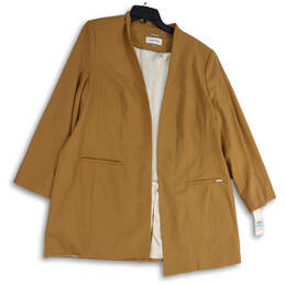 NWT Womens Brown Long Sleeve Welt Pocket Open front Blazer Jacket Size 20W