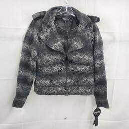 Karl Lagerfeld for Impulse Women's Black/Gray Tweed Full Zip Jacket Size M NWT