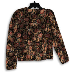 NWT Womens Multicolor Floral Pleated Wrap V-Neck Peplum Blouse Top Size M alternative image