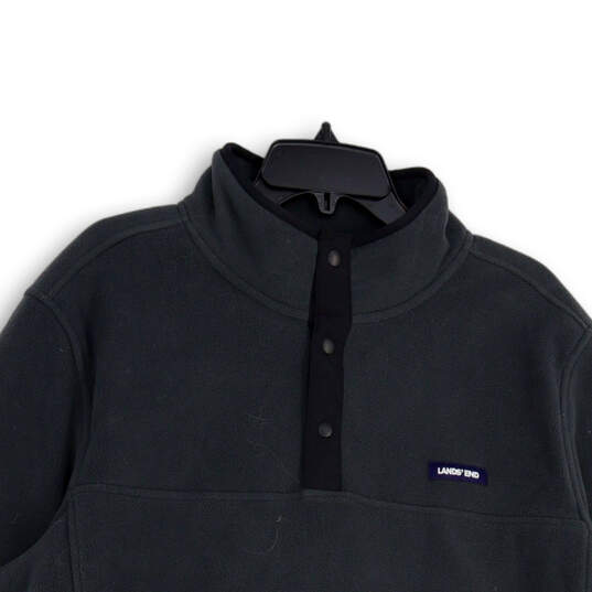 Mens Gray Mock Neck Long Sleeve Snap Front Fleece Jacket Size X-Large image number 3