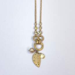 Designer Givenchy Gold-Tone Faux Pearl Crystal Leaf Pendant Necklace alternative image