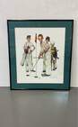 Four Sporting Boys Print by Norman Rockwell Vintage Mid Century Matted & Framed image number 1