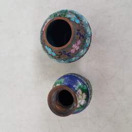 Pair of Copper Floral Cloissone Vases alternative image