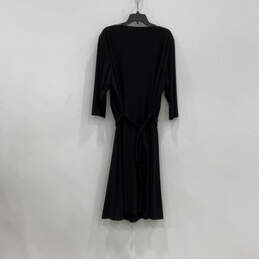 NWT Womens Black Surplice Neck Tie Waist 3/4 Sleeve A-Line Dress Size 22W alternative image