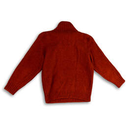 Womens Orange 1/4 Zip Mock Neck Long Sleeve Pullover Sweater Size M alternative image