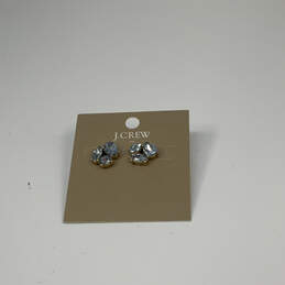 Designer J Crew Silver-Tone Crystal Cluster Aquamarine Stud Earrings alternative image