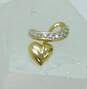 10K Yellow Gold 0.08 CTTW Round Diamond Ribbon Heart Pendant 1.1g image number 1