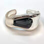 Designer Robert Lee Morris Sliver-Tone Black Stone Hinged Cuff Bracelet image number 3