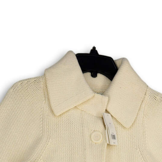 NWT Womens White Knitted Long Sleeve Button Front Cardigan Sweater Size S image number 3