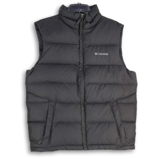 Mens Black Mock Neck Insulated Full-Zip Puffer Vest Size Medium image number 1