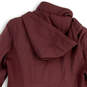 Womens Brown Long Sleeve Belted Pockets Full-Zip Hooded Jacket Size Large image number 3