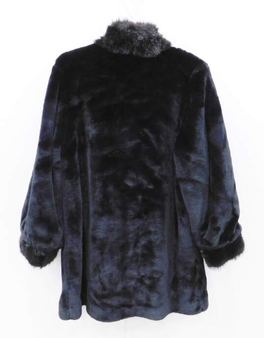 Women's Kristen Blake Reversible Black Faux Fur Soft Plush Coat Size Small image number 2