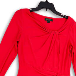 Womens Pink Round Neck Long Sleeve Stretch Pullover Sheath Dress Size 10 alternative image