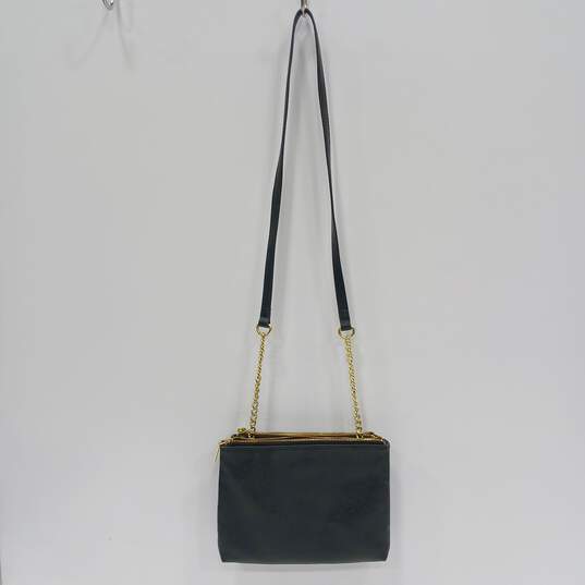 Anne Klein Black Faux Leather Crossbody Bag with Chain Accent image number 3