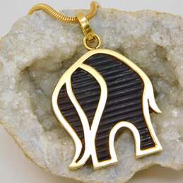 Elegant 18k Yellow Gold Elephant Pendant Long Chain Statement Necklace 22.3g
