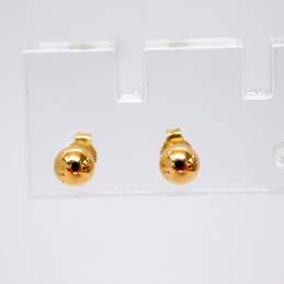 14K Gold Ball Bead Post Earrings & 1 Number Golf Club Pendant For Repair 0.8g alternative image