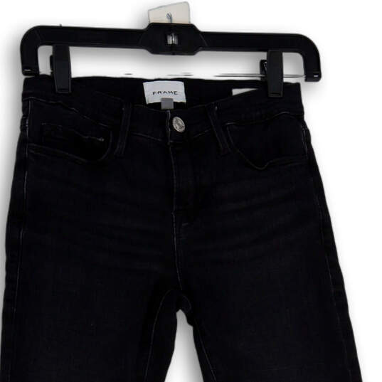 Womens Black Denim Dark Wash 5-Pocket Design Skinny Leg Jeans Size 23 image number 3
