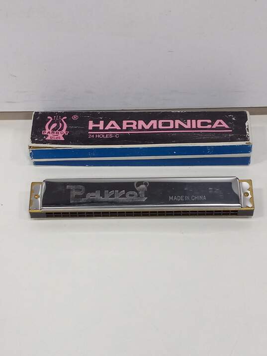 Vintage Parrot Harmonica In Case/Box (24 Holes-C) image number 1
