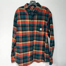 Carhartt Men's Plaid Blue/Red/Yellow Button Up Size L