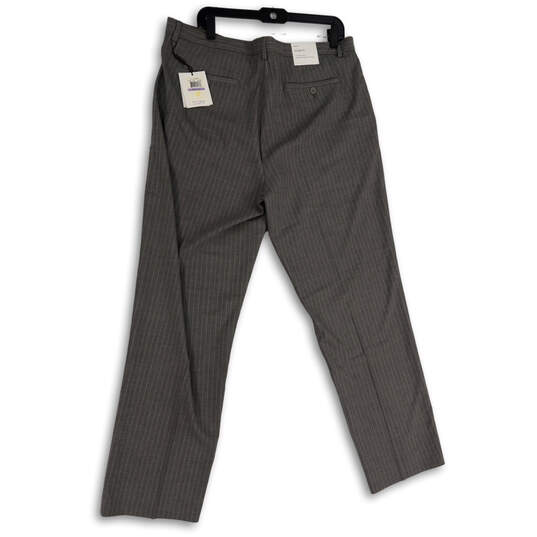 NWT Mens Gray Striped Flat Front Slash Pockets Dress Pants Size 38/32 image number 4