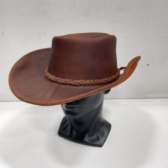 Men's Crushable Leather Outback Hat Sz L image number 1