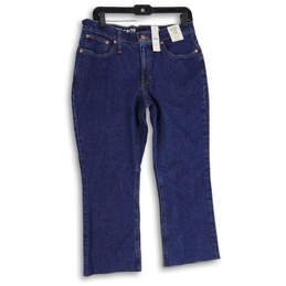 NWT Women Blue Denim Medium Wash Cropped Bootcut Leg Jeans Size 30P