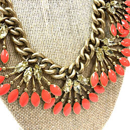 Designer Stella & Dot Gold-Tone Coral Enamel Rhinestone Statement Necklace alternative image