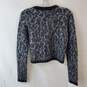 Michael Kors Wool Blend Gray Leopard Print Fuzzy Cropped Sweater Size XXS image number 2