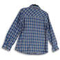 Womens Blue Purple Plaid Long Sleeve Pockets Button-Up Shirt Size L 12-14 image number 2