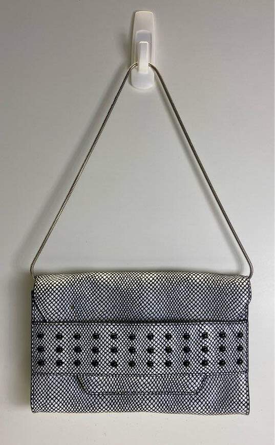 Milly Embossed Beaded Clutch Black White image number 2