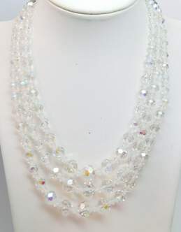 VNTG Laguna Crystal Aurora Borealis Triple Strand Choker Necklace