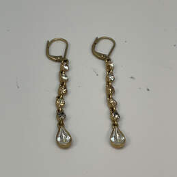 Designer Givenchy Gold-Tone Clear Crystal Stone Leverback Drop Earrings alternative image
