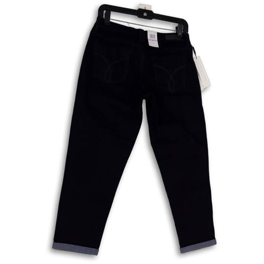NWT Womens Blue Denim Dark Wash Pockets Cuffed Skinny Jeans Size 28/6 image number 2