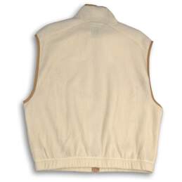NWT SO Womens Brown White Fleece Sleeveless Mock Neck Full Zip Vest Size Large alternative image